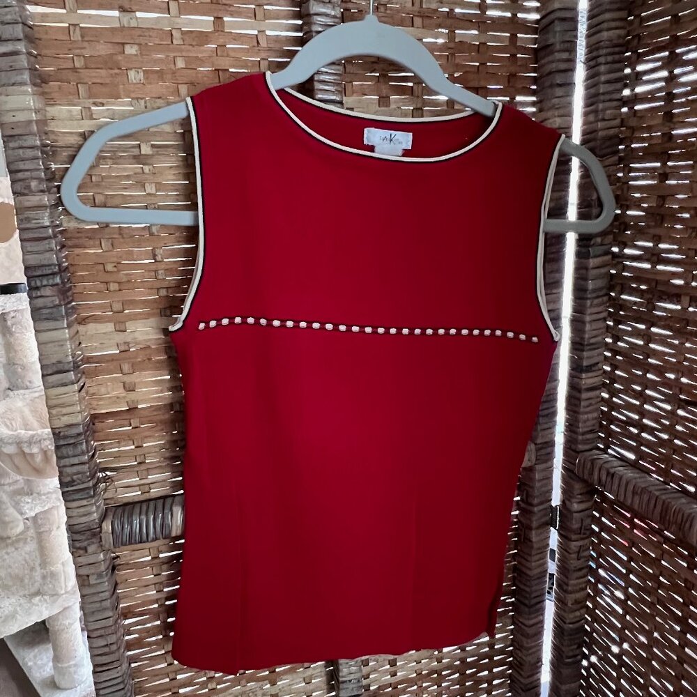 VINTAGE Anne Klein XS Red Sleeveless Knit Tank